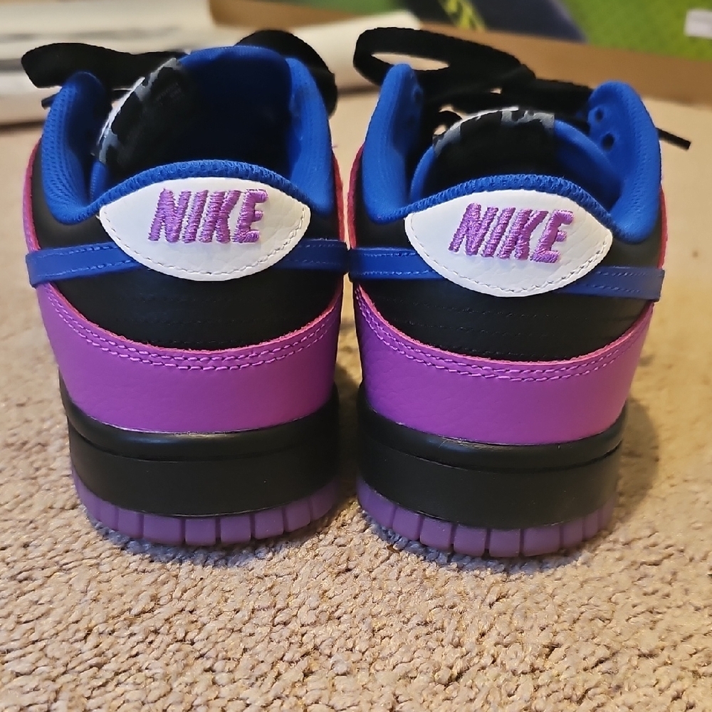Custom purple and leopard print velvet Nike Dunk Low - Picture 3 of 7